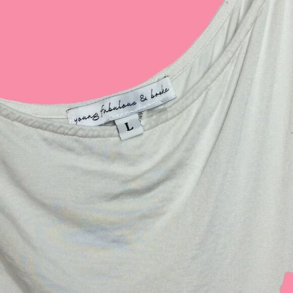 READ Young Fabulous & Broke Asymmetrical Long Sleeve Bodycon Dress L White/Cream - Picture 7 of 9